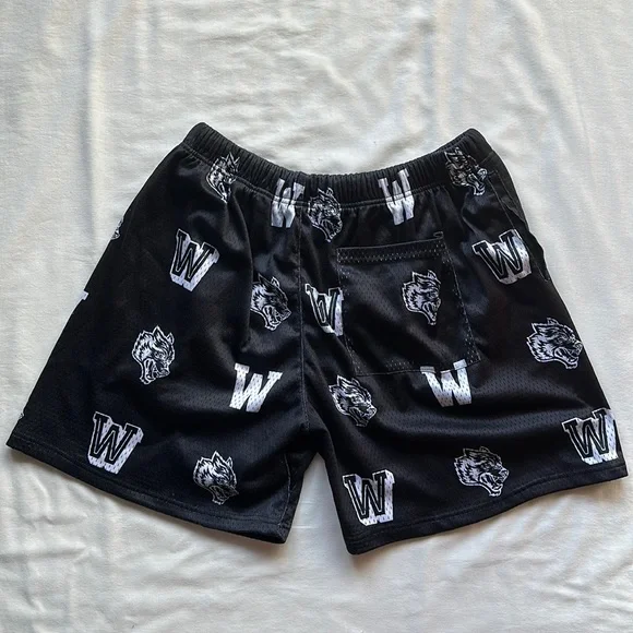 Darc Sports Wolves Black Monogram Mesh Shorts - Picture 2 of 3
